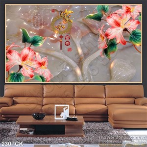 Tranh hoa sen, cá chép giả ngọc độc đáo Tranh hoa sen, cá chép giả ngọc độc đáo