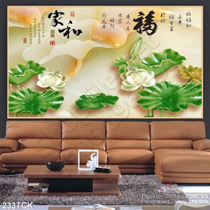 Tranh hoa sen, cá chép giả ngọc  trang trí Tranh hoa sen, cá chép giả ngọc  trang trí