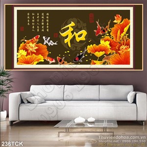 Tranh hoa sen, cá chép thần tài Tranh hoa sen, cá chép thần tài