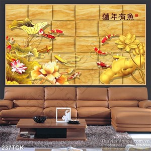 Tranh hoa sen, cá chép trang trí Tết Tranh hoa sen, cá chép trang trí Tết