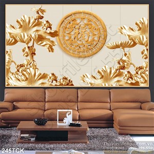 Tranh hoa sen, cá chép gỗ điêu khắc Tranh hoa sen, cá chép gỗ điêu khắc