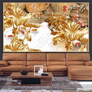 Tranh hoa sen, cá chép quần tụ điêu khắc Tranh hoa sen, cá chép quần tụ điêu khắc