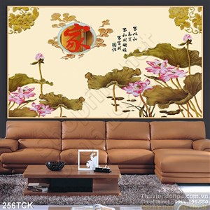 Tranh hoa sen, cá chép thư pháp Tranh hoa sen, cá chép thư pháp