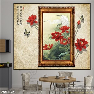 Tranh hoa sen, cá chép phong thủy Tranh hoa sen, cá chép phong thủy