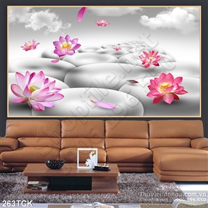 Tranh hoa sen, cá chép hiện đại Tranh hoa sen, cá chép hiện đại