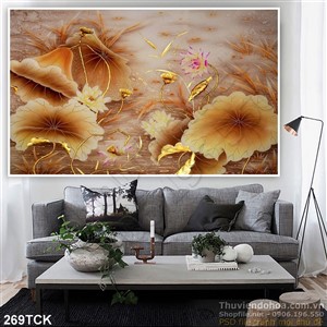 Tranh hoa sen, cá chép kim tiền tài lộc Tranh hoa sen, cá chép kim tiền tài lộc