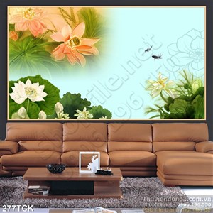 Tranh hoa sen, cá chép dán tường Tranh hoa sen, cá chép dán tường
