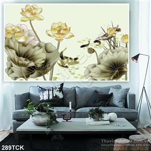 Tranh hoa sen, cá chép giả ngọc Tranh hoa sen, cá chép giả ngọc