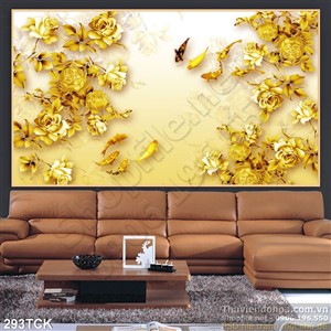 Tranh hoa sen, cá chép kim tiền trang trí Tranh hoa sen, cá chép kim tiền trang trí