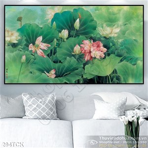 Tranh hoa sen, cá chép phong thủy