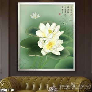 Tranh hoa sen, cá chép thư pháp nghệ thuật Tranh hoa sen, cá chép thư pháp nghệ thuật