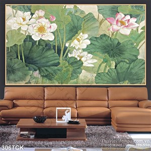 Tranh hoa sen sơn dầu Tranh hoa sen sơn dầu