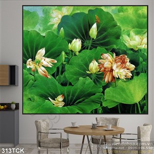 Tranh hoa sen, cá chép trang trí nghê thuật Tranh hoa sen, cá chép trang trí nghê thuật