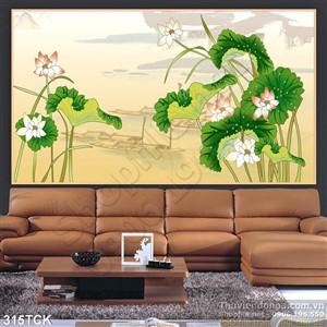 Tranh hoa sen, cá chép dán tường Tranh hoa sen, cá chép dán tường
