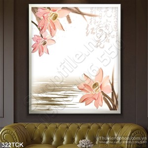 Tranh hoa sen, cá chép dán tường Tranh hoa sen, cá chép dán tường