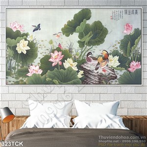 Tranh hoa sen, cá chép thư pháp nghệ thuật Tranh hoa sen, cá chép thư pháp nghệ thuật