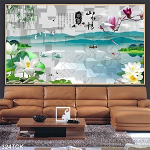 Tranh hoa sen, cá chép thư pháp nghệ thuật Tranh hoa sen, cá chép thư pháp nghệ thuật