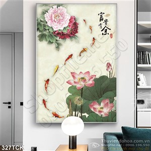 Tranh hoa sen, cá chép thư pháp Tranh hoa sen, cá chép thư pháp
