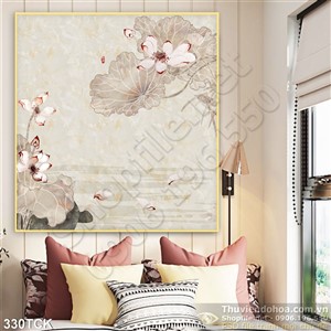 Tranh hoa sen, cá chép dán tường trang trí Tranh hoa sen, cá chép dán tường trang trí