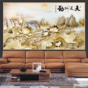 Tranh hoa sen, cá chép giả ngọc trang trí Tranh hoa sen, cá chép giả ngọc trang trí