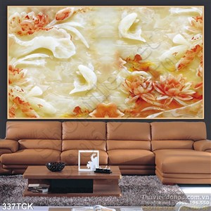 Tranh hoa sen, cá chép giả ngọc Tranh hoa sen, cá chép giả ngọc