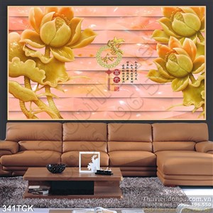 Tranh hoa sen, cá chép giả ngọc nghệ thuật Tranh hoa sen, cá chép giả ngọc nghệ thuật