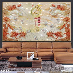 Tranh hoa sen, cá chép thư pháp Tranh hoa sen, cá chép thư pháp