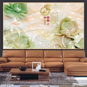 Tranh hoa sen, cá chép giả ngọc treo tường Tranh hoa sen, cá chép giả ngọc treo tường