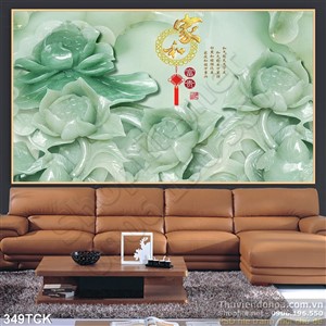 Tranh hoa sen, cá chép giả ngọc thư pháp Tranh hoa sen, cá chép giả ngọc thư pháp