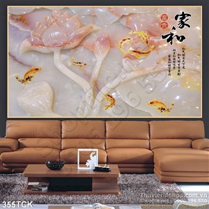 Tranh hoa sen, cá chép giả ngọc độc đáo Tranh hoa sen, cá chép giả ngọc độc đáo