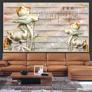 Tranh hoa sen, cá chép giả ngọc thư pháp Tranh hoa sen, cá chép giả ngọc thư pháp