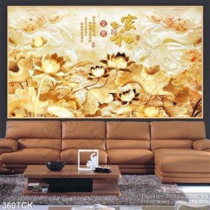 Tranh hoa sen, cá chép kim tiền vàng Tranh hoa sen, cá chép kim tiền vàng