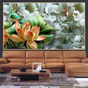 Tranh hoa sen, cá chép giả ngọc Tranh hoa sen, cá chép giả ngọc