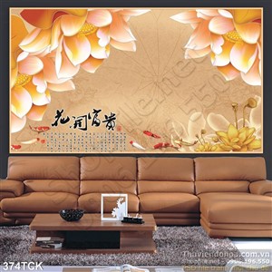 Tranh hoa sen, cá chép dán tường Tranh hoa sen, cá chép dán tường