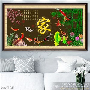 Tranh hoa sen, cá chép kim tiền mùa xuân Tranh hoa sen, cá chép kim tiền mùa xuân