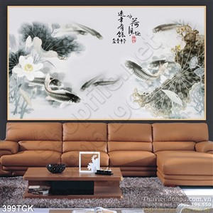 Tranh hoa sen, cá chép Tranh hoa sen, cá chép