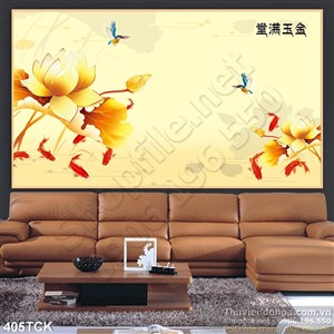 Tranh hoa sen, cá chép kim tiền Tranh hoa sen, cá chép kim tiền
