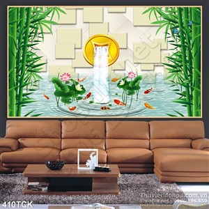 Tranh hoa sen, cá chép quần tụ phong thủy Tranh hoa sen, cá chép quần tụ phong thủy