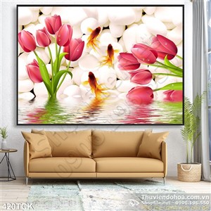 Tranh hoa sen, cá chép nghệ thuật Tranh hoa sen, cá chép nghệ thuật