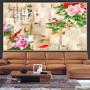 Tranh hoa sen, cá chép phong thủy Tranh hoa sen, cá chép phong thủy