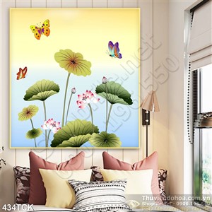 Tranh hoa sen, cá chép dán tường trang trí Tranh hoa sen, cá chép dán tường trang trí