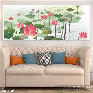 Tranh hoa sen, cá chép dán tường Tranh hoa sen, cá chép dán tường