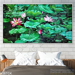 Tranh hoa sen dán tường độc đáo Tranh hoa sen dán tường độc đáo