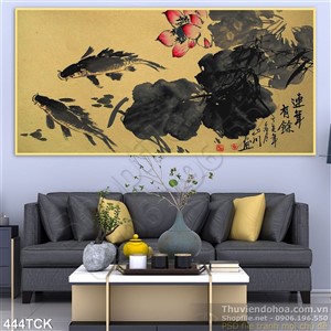 Tranh hoa sen, cá chép thư pháp Tranh hoa sen, cá chép thư pháp