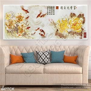 Tranh hoa sen, cá chép kim tiền Tranh hoa sen, cá chép kim tiền