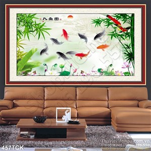 Tranh hoa sen, cá chép trang trí tường Tranh hoa sen, cá chép trang trí tường