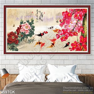 Tranh hoa sen, cá chép mùa xuân Tranh hoa sen, cá chép mùa xuân