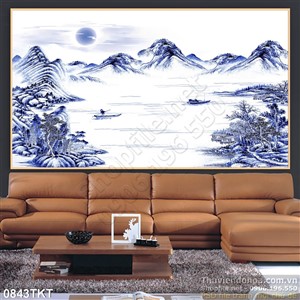 Tranh thư pháp sơn thủy treo tường