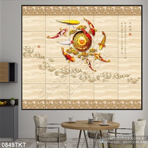 Tranh kim tiền cá Koi nghệ thuật