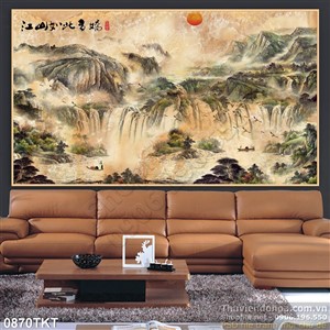 Tranh thư pháp thác nước nghệ thuật